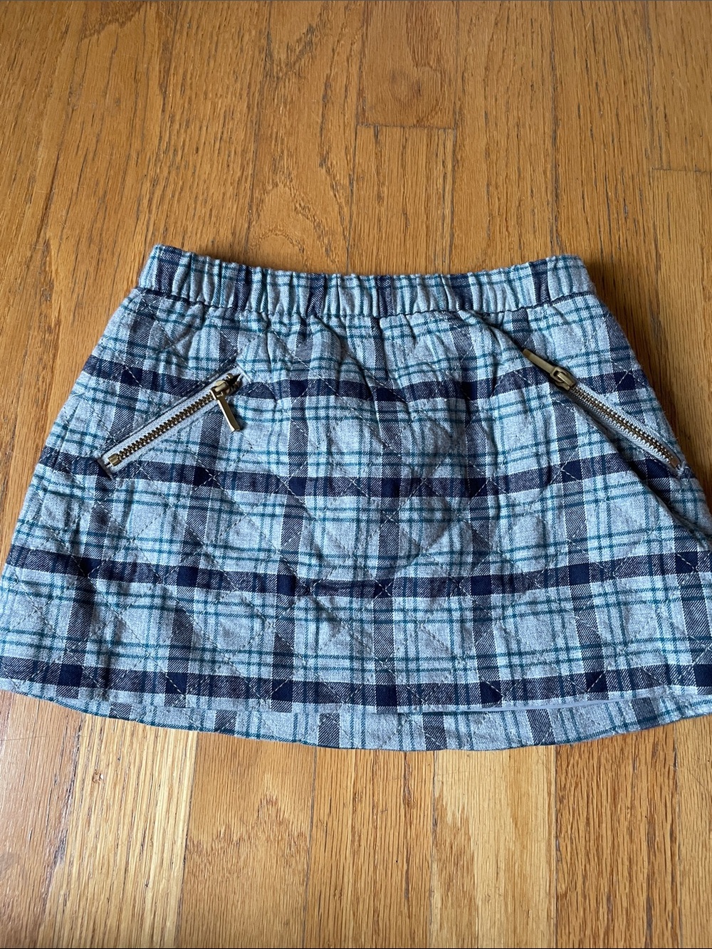Janie and Jack Blue Plaid Mini Skirt with Front Zippers